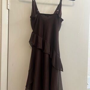 Fashion Nova Asymmetrical Brown Dress